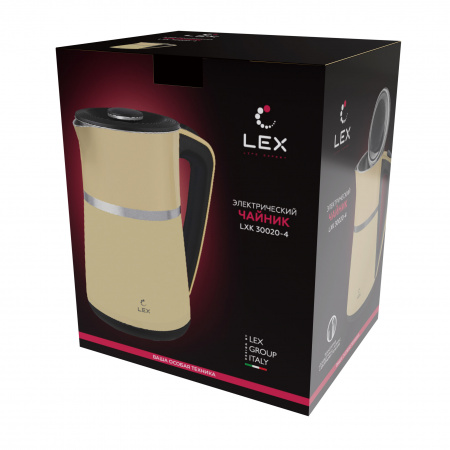 LEX LXK 30020-4, чайник электрический (бежевый)