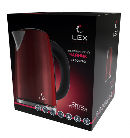 LEX LX 30021-2,  чайник электрический (красный)